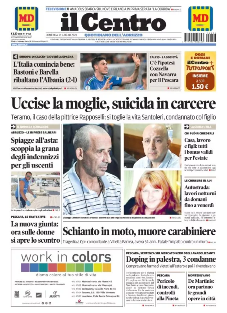 Prima-pagina-il centro-oggi-edizione-del-2024-06-16